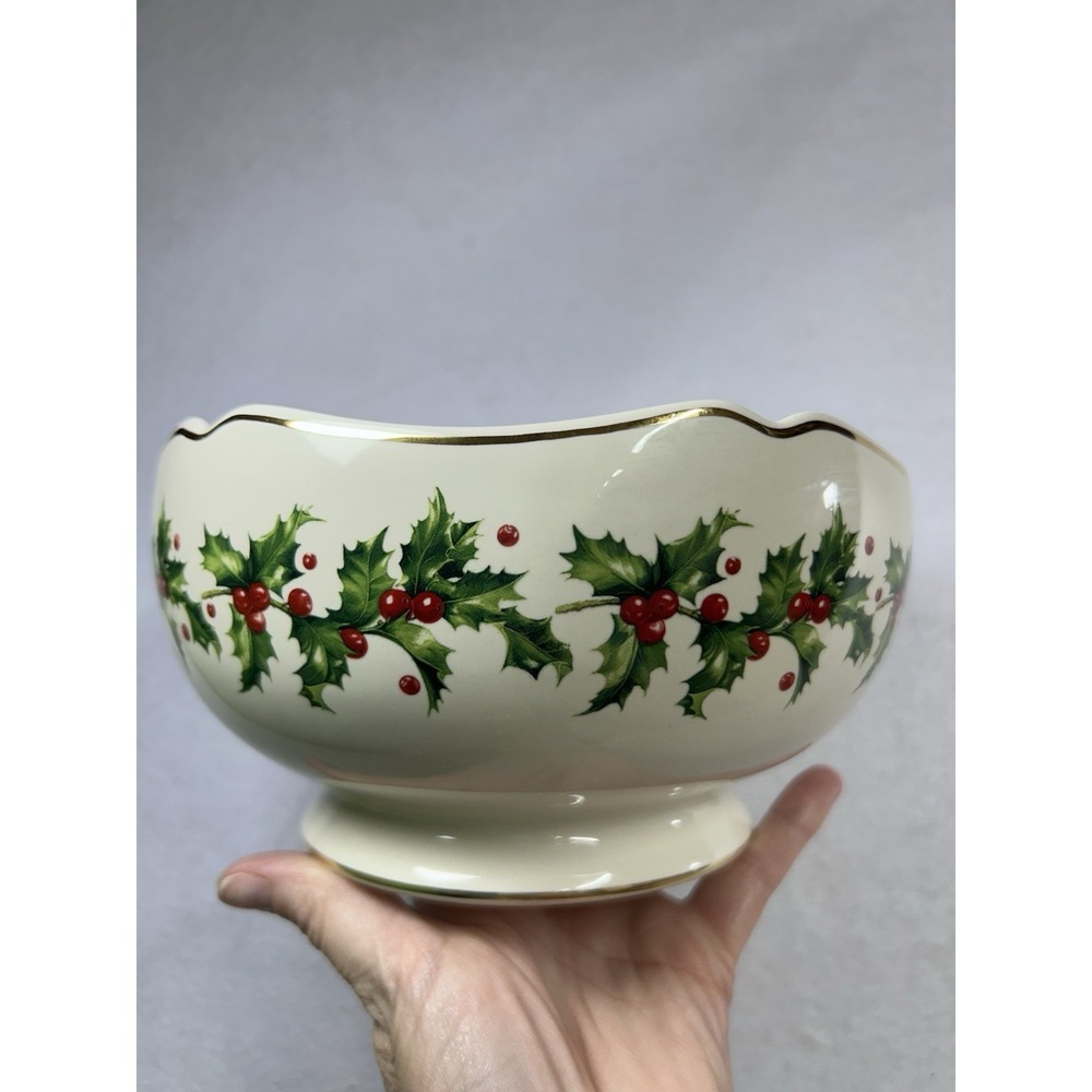 Lenox "75 Years" Fine China Holly Christmas Bowl